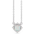 Round Lab  White Opal Diamond Halo Pendant Necklace 14K White Gold (0.54ct)