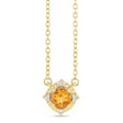 Round Citrine Diamond Halo Pendant Necklace 14K Yellow Gold (0.54ct)