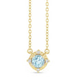 Round Blue Topaz Diamond Halo Pendant Necklace 14K Yellow Gold (0.54ct)