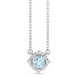 Round Blue Topaz Diamond Halo Pendant Necklace Sterling Silver (0.54ct)