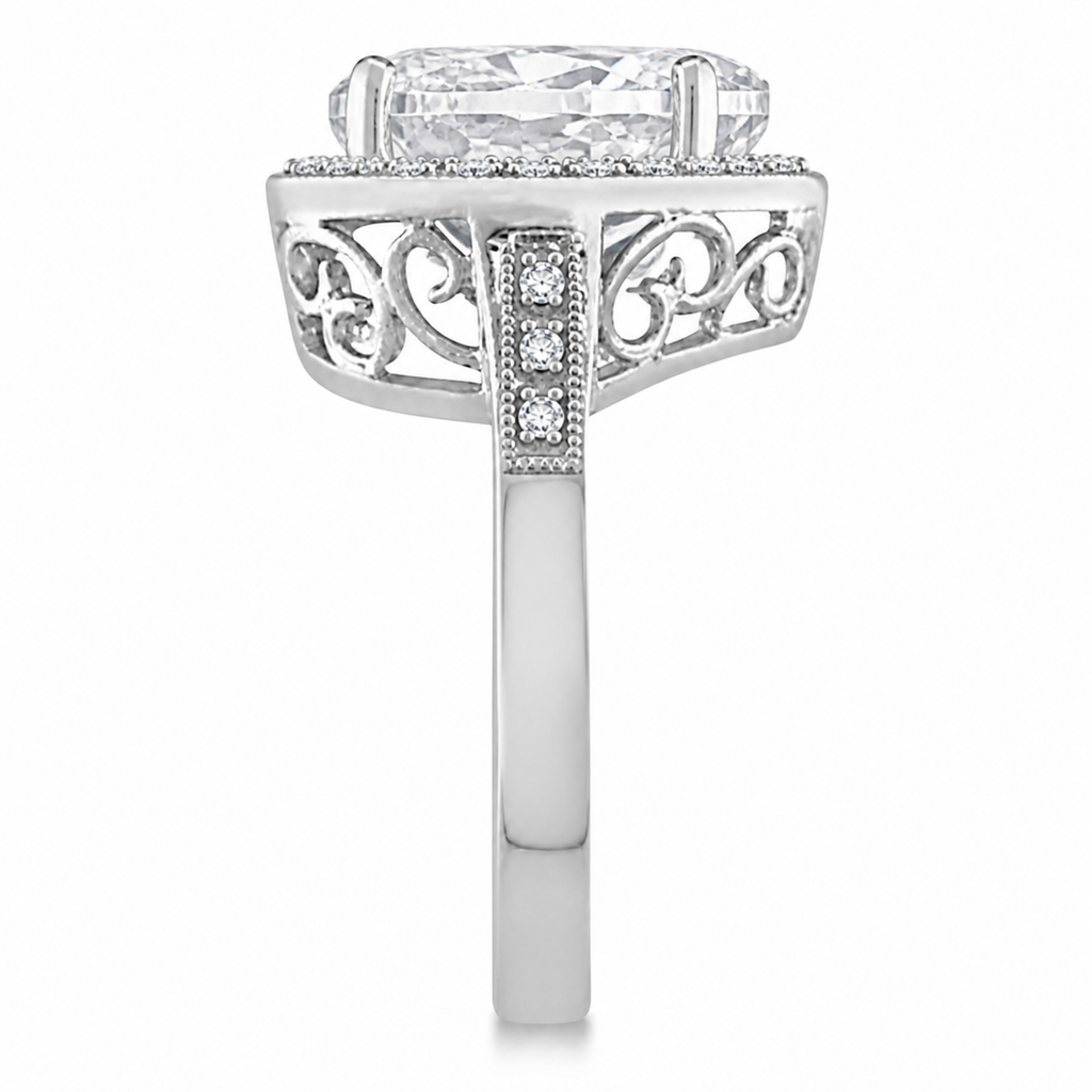 Heart Shaped Lab Diamond Halo Ring 14K White Gold 5.41ct
