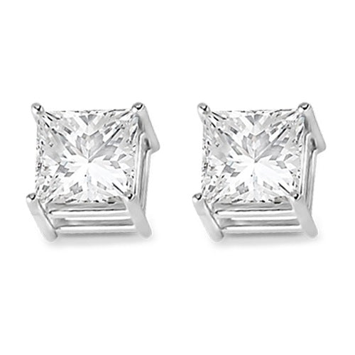 4 Prong Moissanite Square Shape Stud Earrings14K White Gold 4.00ctw