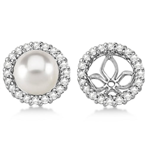 Diamond Earring Jackets for Pearl Studs 14K White Gold (0.63ct)