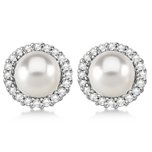 Diamond Earring Jackets for Pearl Studs 14K White Gold (0.63ct)
