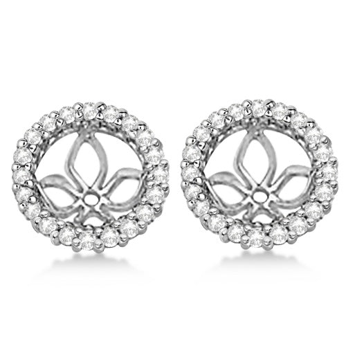 Diamond Earring Jackets for Pearl Studs 14K White Gold (0.63ct)