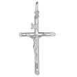 Beveled Crucifix Cross Pendant Necklace in 14k White Gold