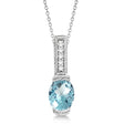 Antique Diamond & Aquamarine Pendant Necklace 14k White Gold (1.10ct)