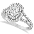 Double Halo Lab Diamond Engagement Ring 14K White Gold 1.34ctw