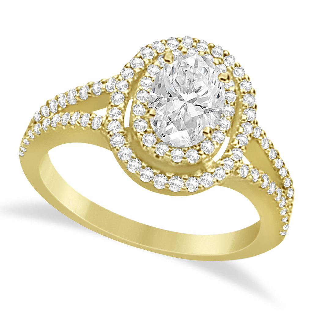 Double Halo Lab Grown Diamond Engagement Ring 14K Yellow Gold 1.34ctw