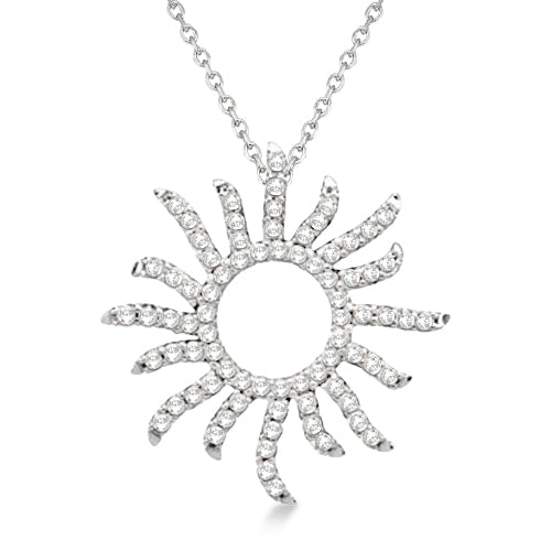Diamond Sunburst Necklace in 14k White Gold (0.40ct)