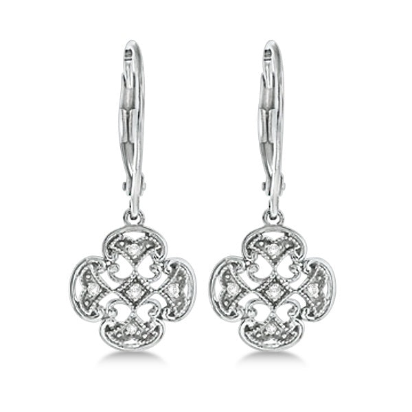 Diamond Four Leaf Clover Earrings 14k White Gold (0.10ct)