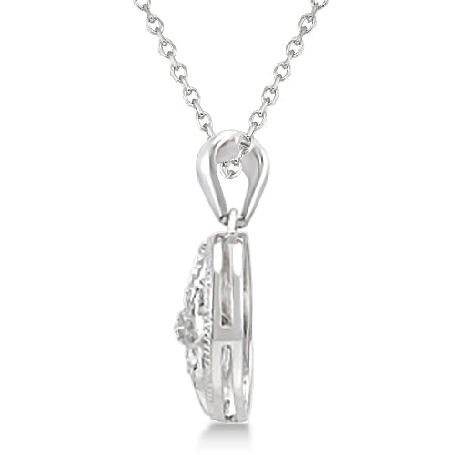 Circle Antique Diamond Pendant Necklace Sterling Silver (0.05ct)