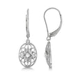 Vintage Style Designer Oval Diamond Earrings Sterling Silver (0.06ct)