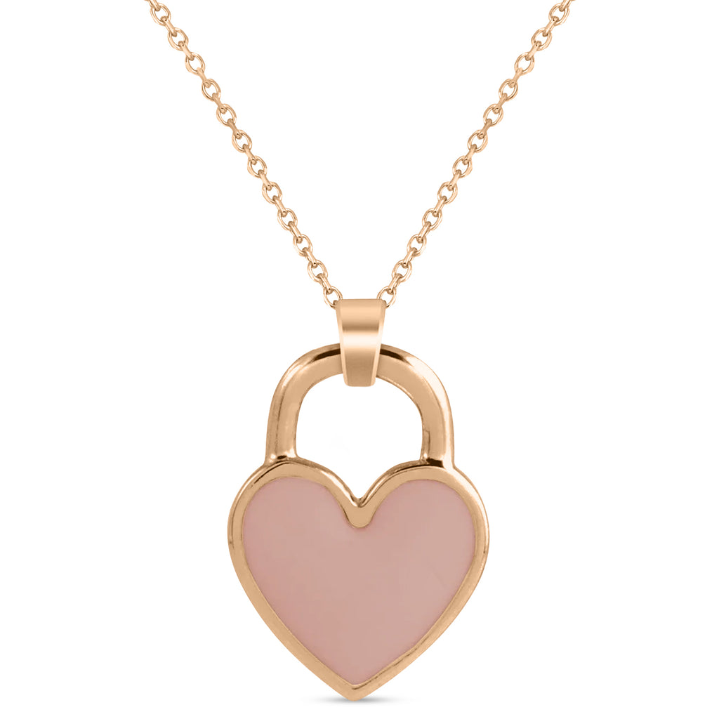 Enamel Heart Pendant Necklace 14K Rose Gold