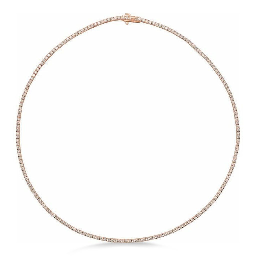 Natural Diamond Tennis Necklace 14K Rose Gold (5.87ct)