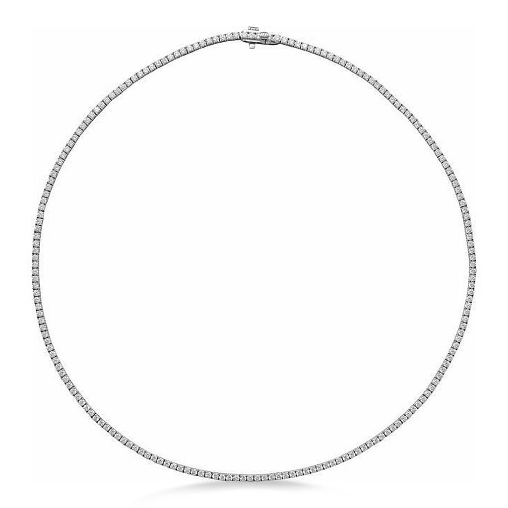 Natural Diamond Tennis Necklace 14K White Gold (5.87ct)
