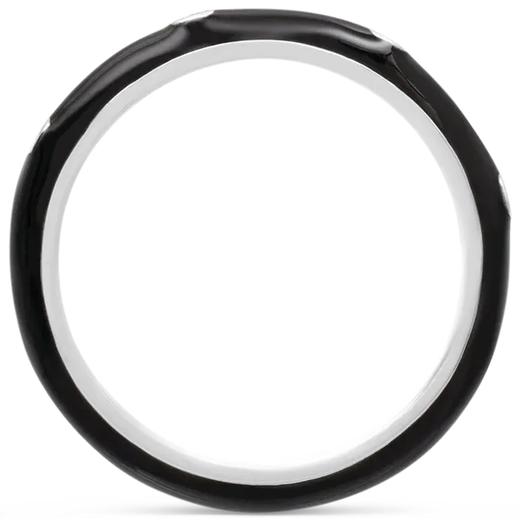 Natural Diamond & Black Enamel Ring 14K White Gold (0.05ct)