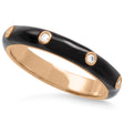 Natural Diamond & Black Enamel Ring 14K Rose Gold (0.05ct)