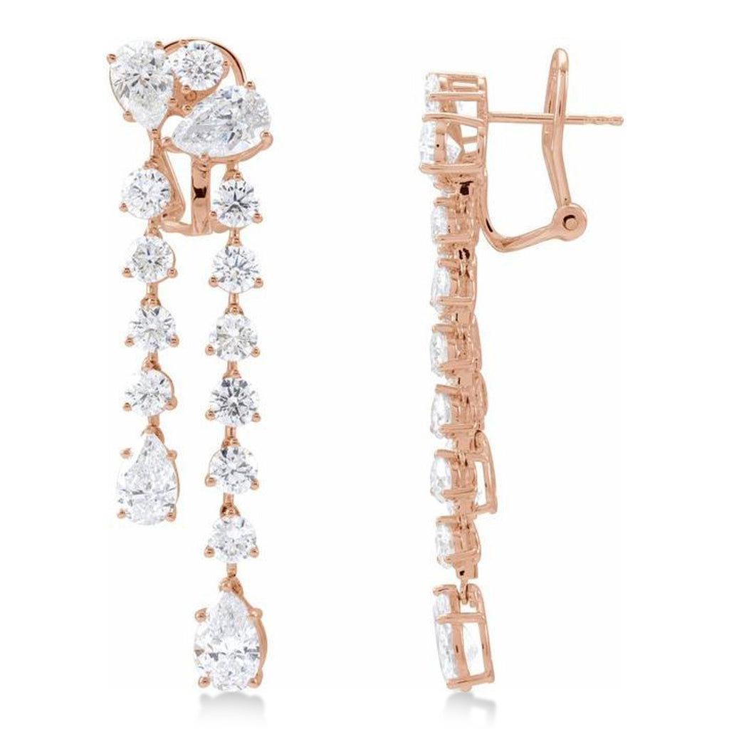 Pear Lab-Grown Diamond Dangle Earrings 14K Rose Gold (9.50ct)