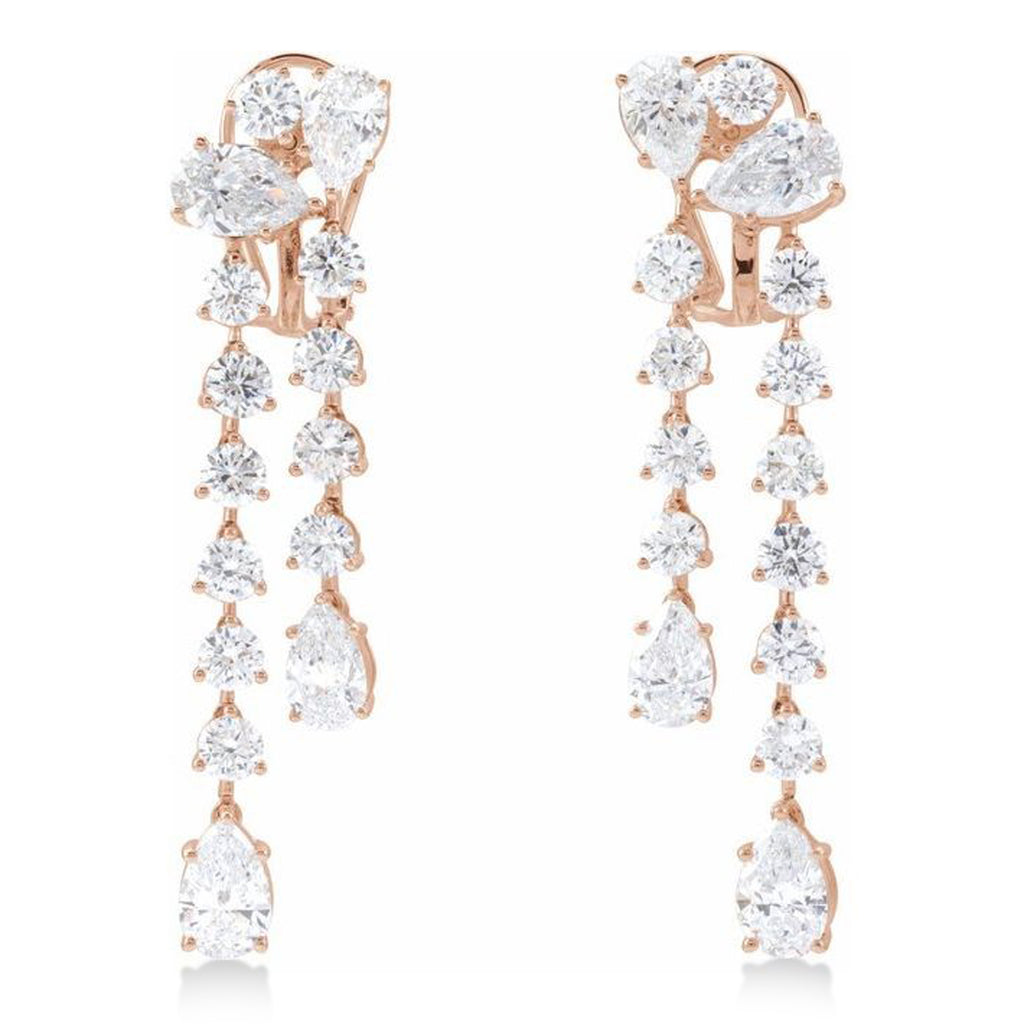 Pear Lab-Grown Diamond Dangle Earrings 14K Rose Gold (9.50ct)