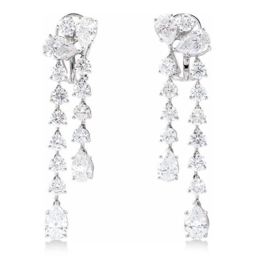 Pear Lab-Grown Diamond Dangle Earrings 14K White Gold (9.50ct)