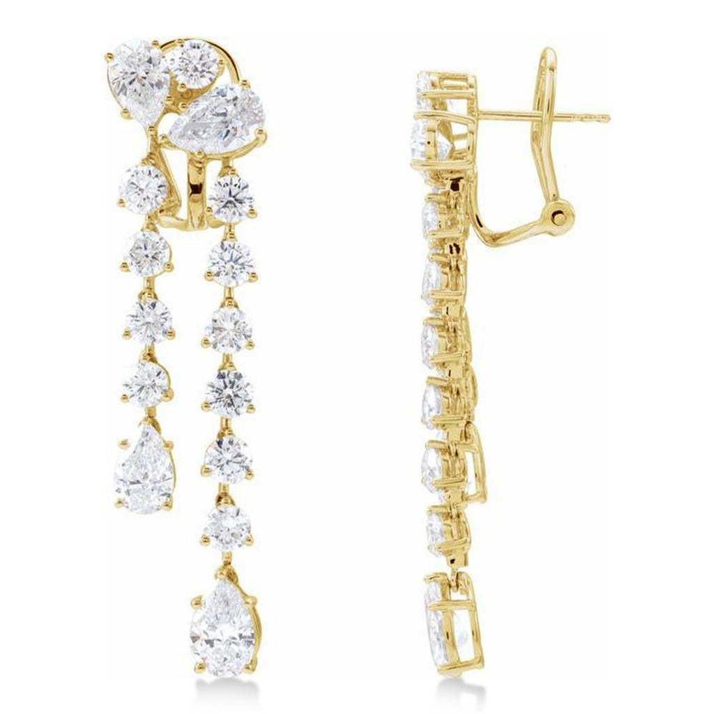 Pear Lab Diamond Dangle Earrings 14K Yellow Gold (9.50ct)