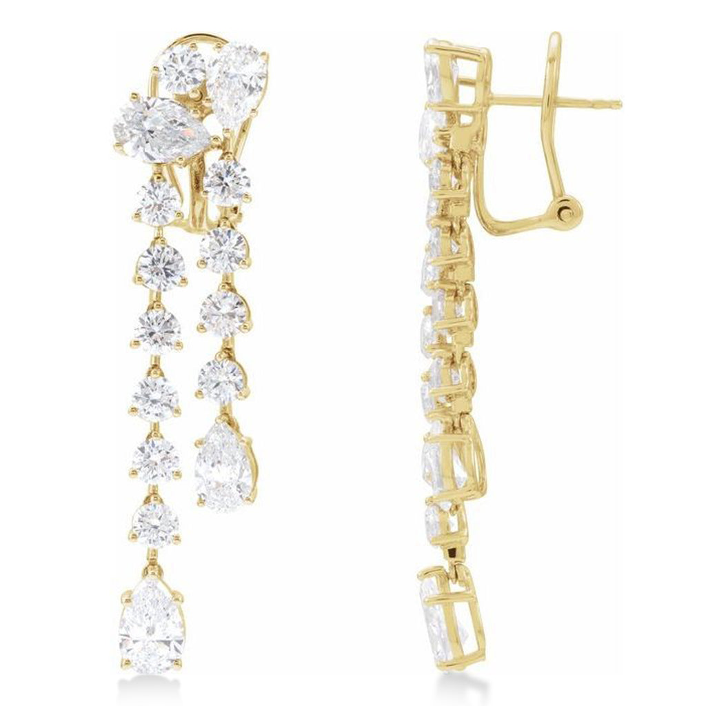 Pear Lab Diamond Dangle Earrings 14K Yellow Gold (9.50ct)