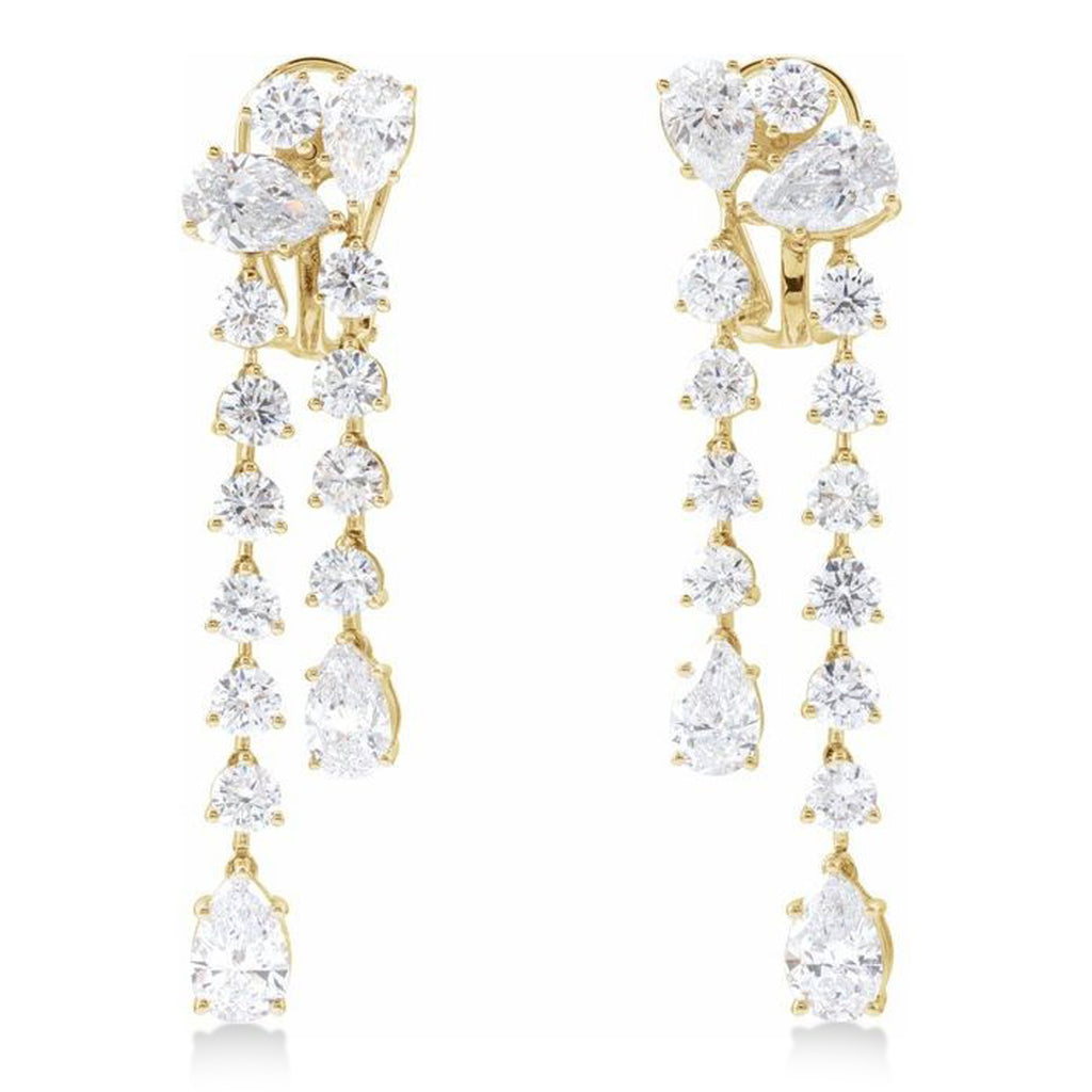 Pear Lab Diamond Dangle Earrings 14K Yellow Gold (9.50ct)
