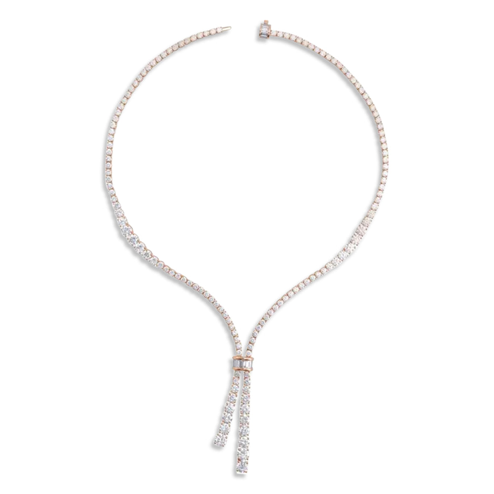 Lab Grown Diamond Lariat Necklace 14K Rose Gold (26.2ct)