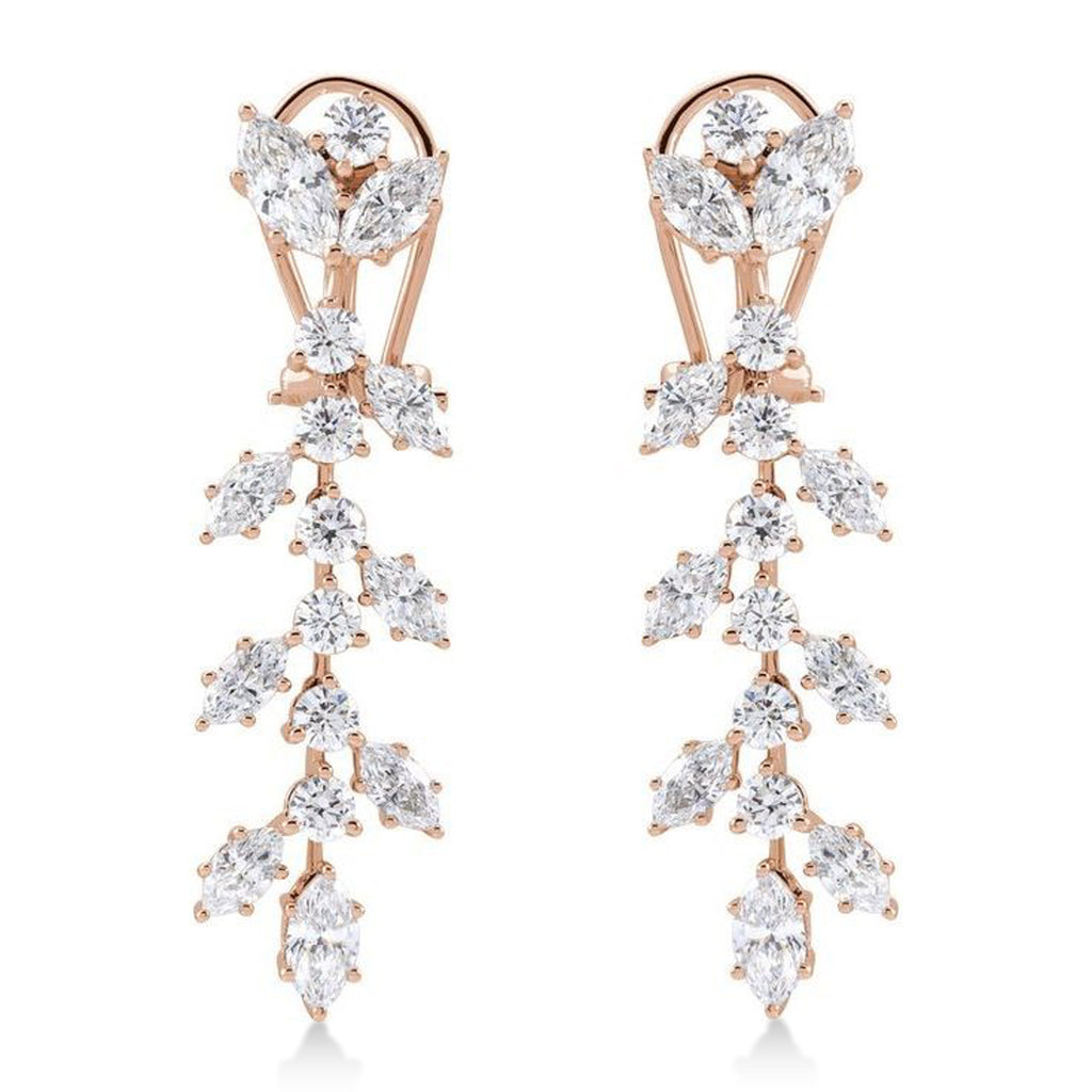 Marquise Lab-Grown Diamond Chandelier Earrings 14K Rose Gold (4.25ct)