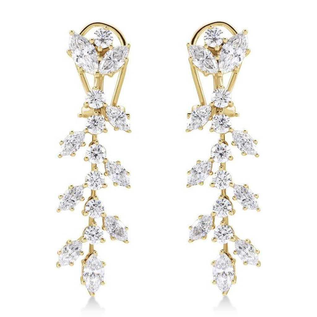 Marquise Lab-Grown Diamond Chandelier Earrings 14K Yellow Gold (4.25ct)