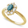 Oval Lab  Aquamarine & Diamond Halo Ring 14K Yellow Gold (0.80ct)