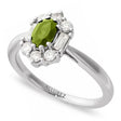 Oval Lab  Peridot & Diamond Halo Ring 14K White Gold (0.90ct)