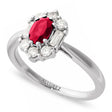 Oval Lab  Ruby & Diamond Halo Ring 14K White Gold (1.00ct)