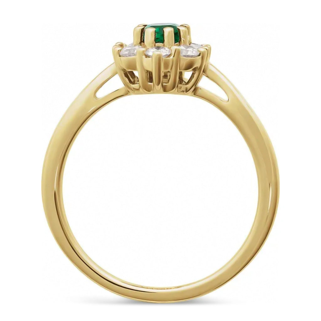 Oval Lab  Emerald & Diamond Halo Ring 14K Yellow Gold (1.15ct)