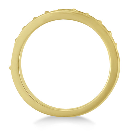 Semi Eternity Moissanite Wedding Ring Band 14K Yellow Gold 0.65ctw