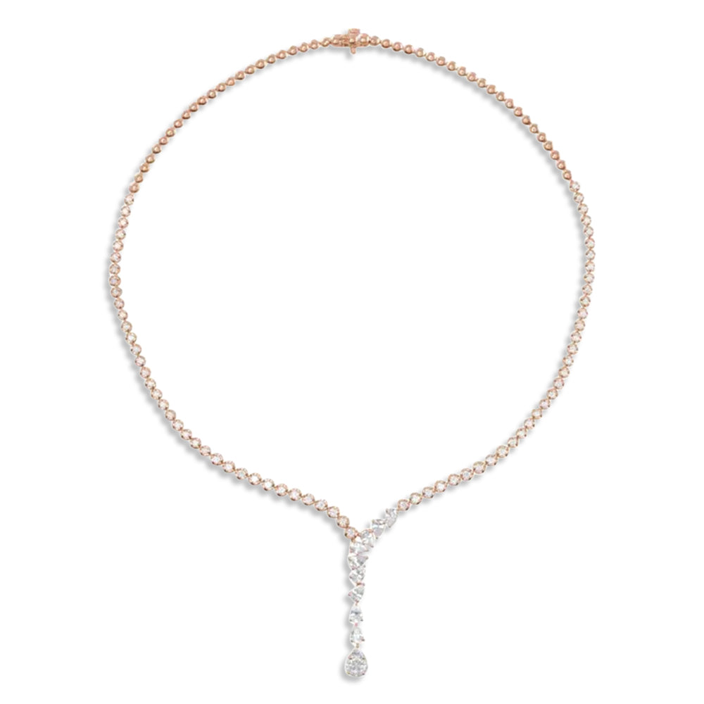 Lab  Diamond Lariat Necklace 14K Rose Gold (5.5ct)