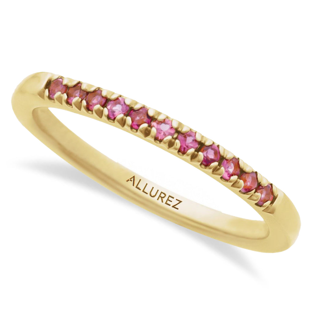 Round Pink Tourmaline Stackable Ring 14K Yellow Gold (0.22ct)