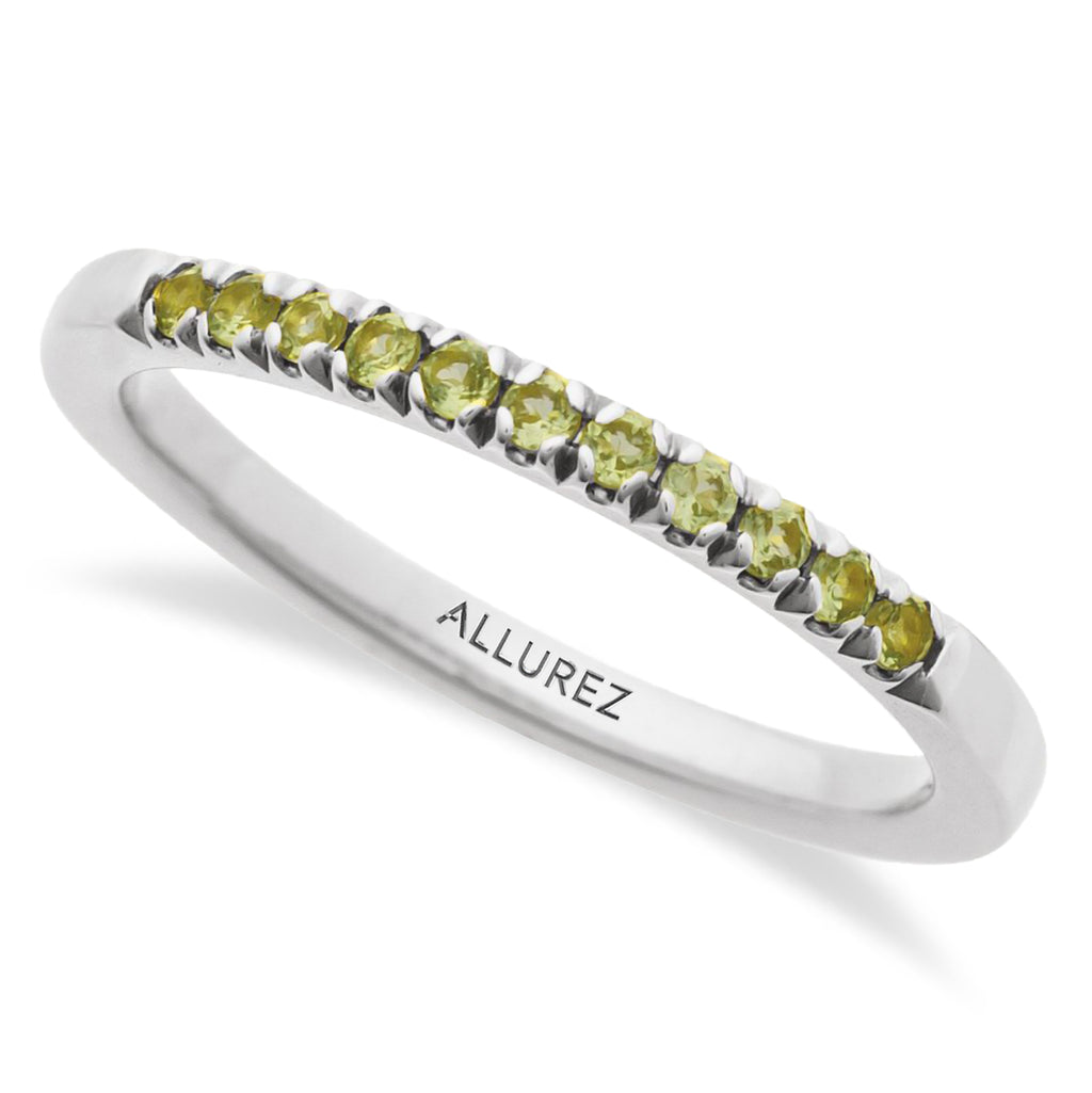 Round Peridot Stackable Ring 14K White Gold (0.22ct)