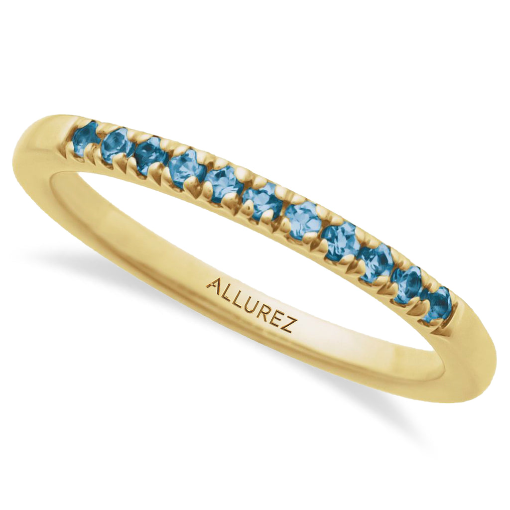 Round London Blue Topaz Stackable Ring 14K Yellow Gold (0.24ct)