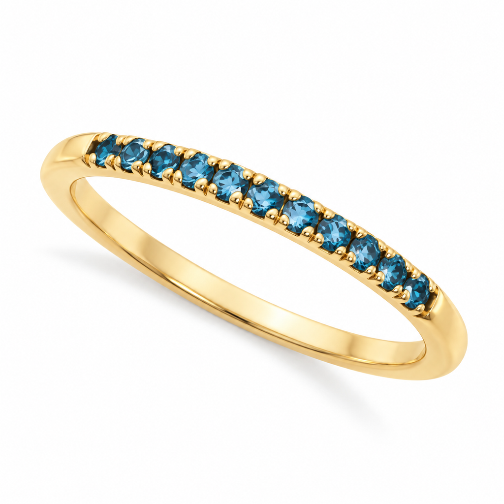 Round London Blue Topaz Stackable Ring 14K Yellow Gold (0.24ct)