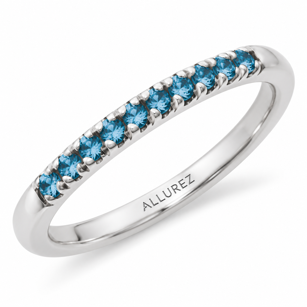 Round London Blue Topaz Stackable Ring 14K White Gold (0.24ct)