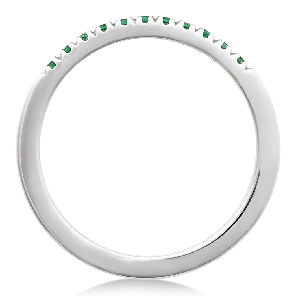 Round Lab  Emerald Stackable Ring 14K White Gold (0.15ct)