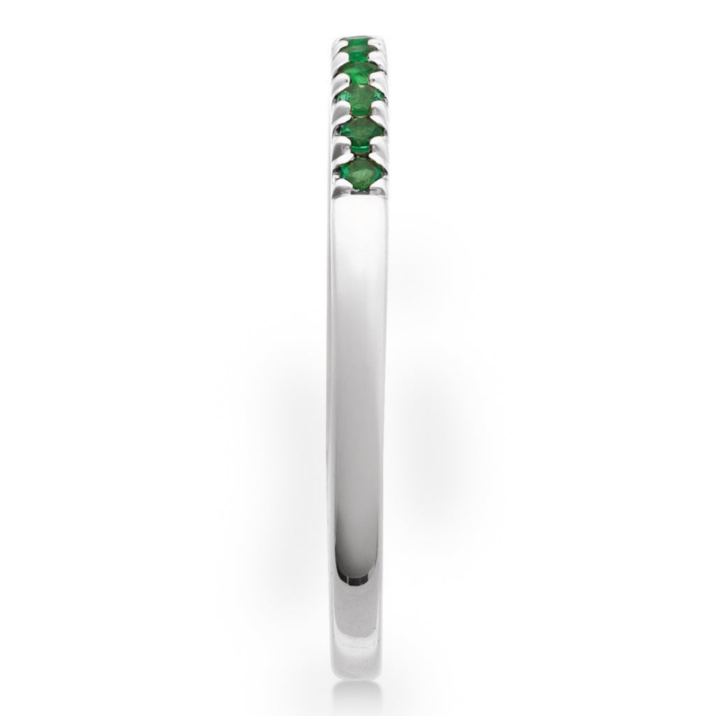 Round Lab  Emerald Stackable Ring 14K White Gold (0.15ct)