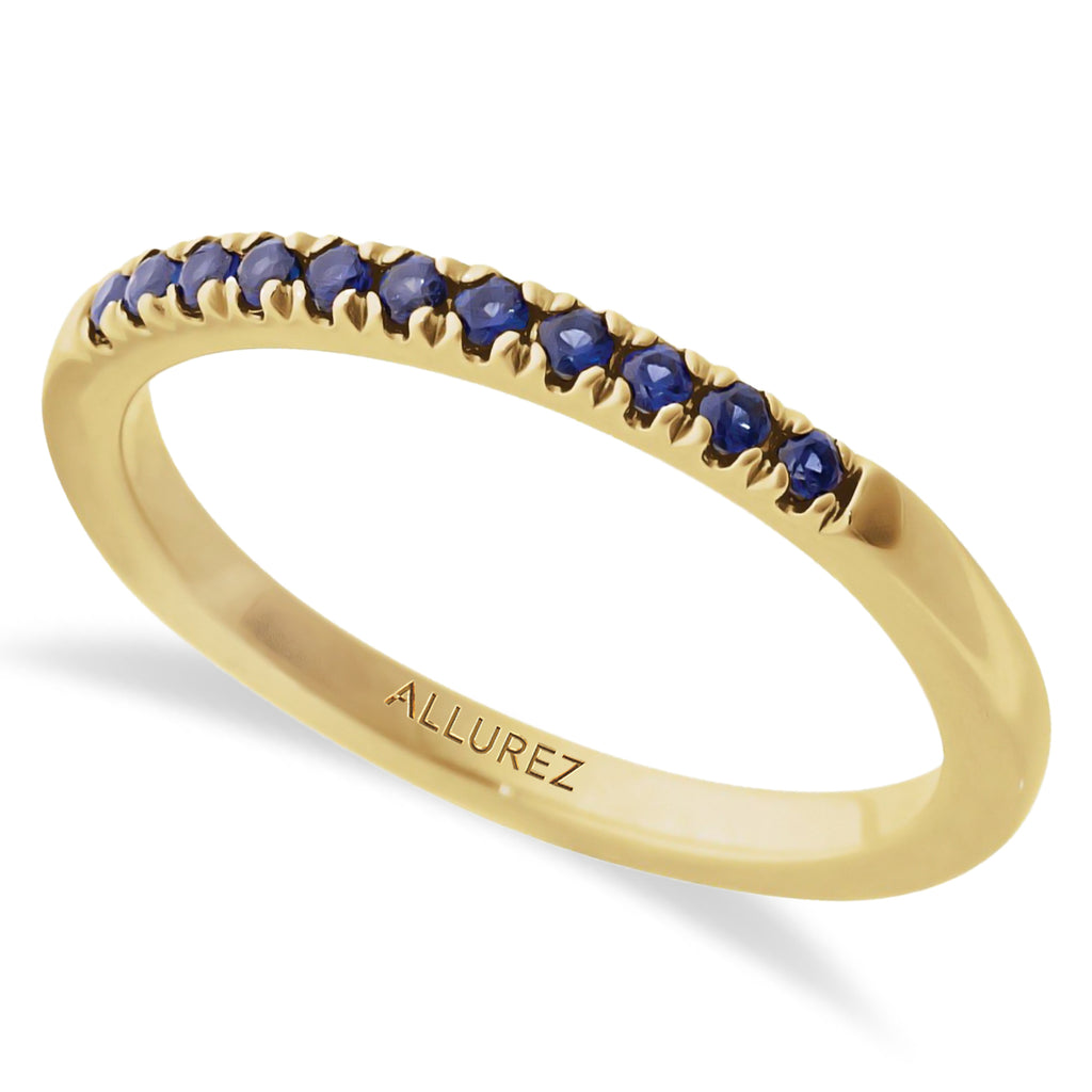 Round Lab  Blue Sapphire Stackable Ring 14K Yellow Gold (0.21ct)