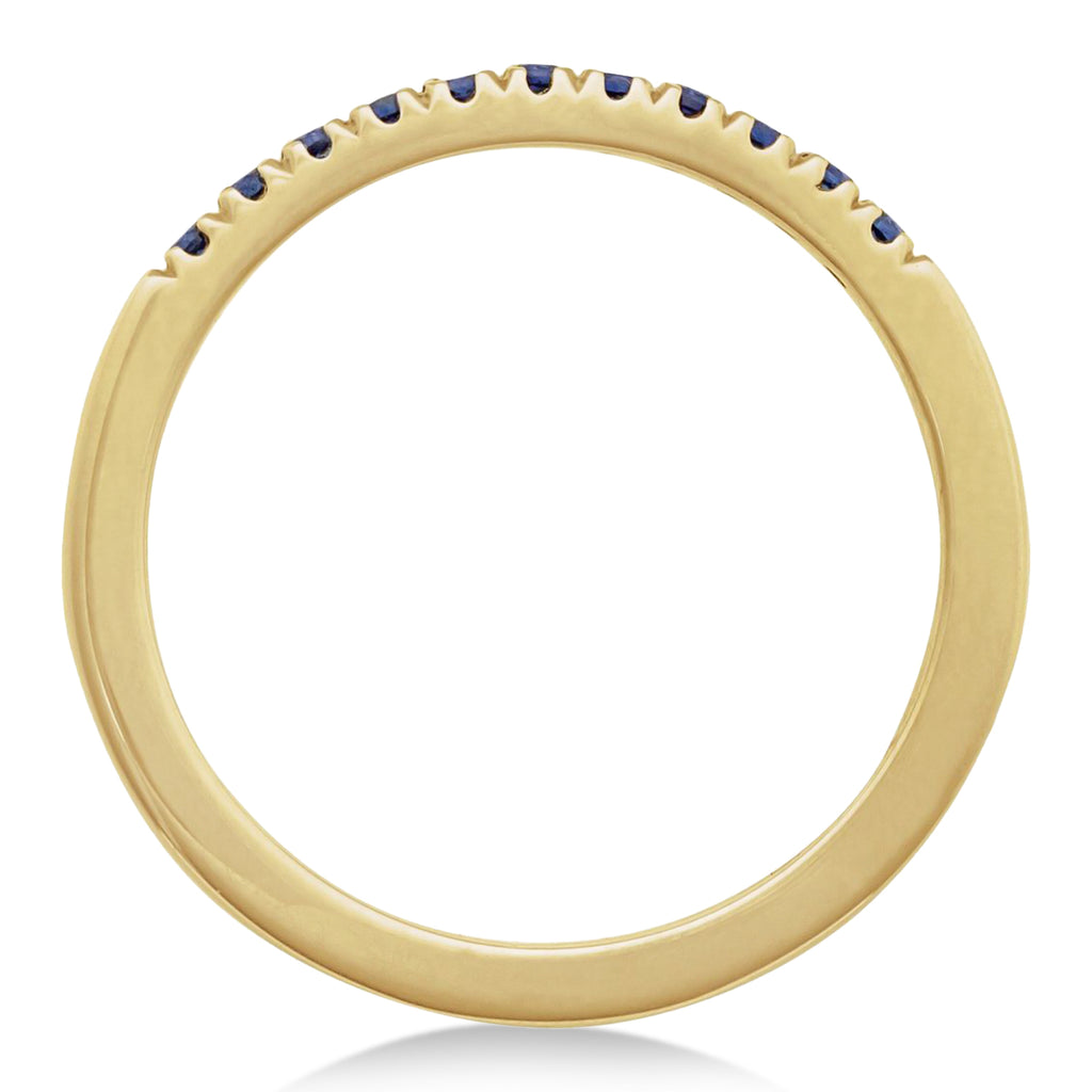 Round Lab  Blue Sapphire Stackable Ring 14K Yellow Gold (0.21ct)