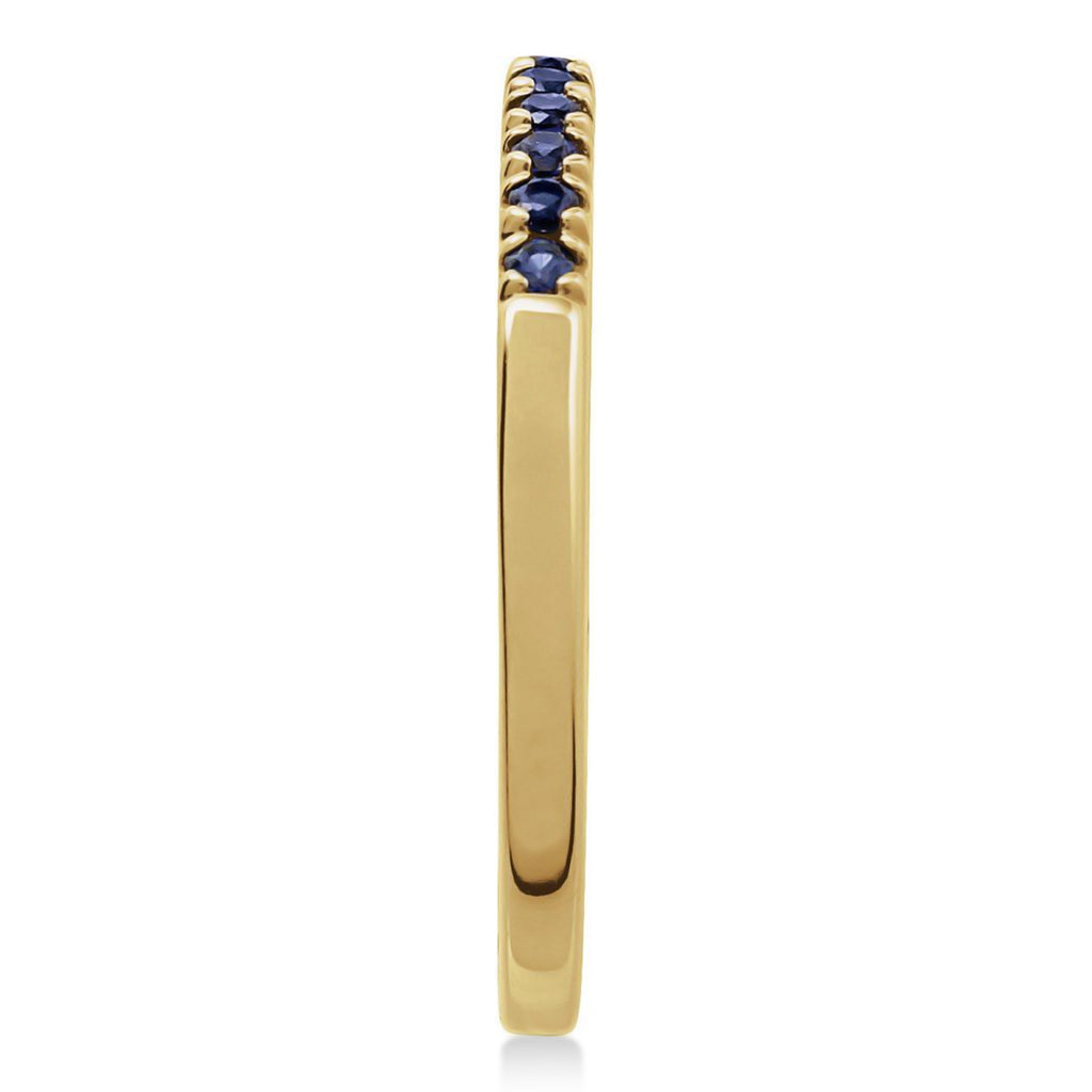 Round Lab  Blue Sapphire Stackable Ring 14K Yellow Gold (0.21ct)
