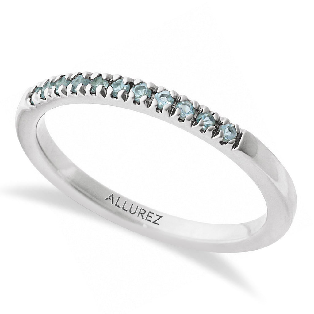 Round Aquamarine Stackable Ring 14K White Gold (0.18ct)