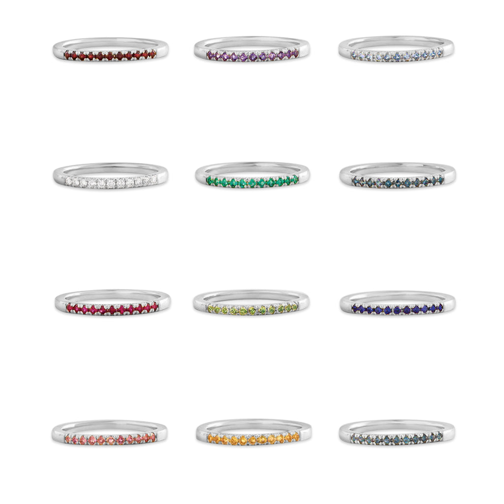 Round Aquamarine Stackable Ring 14K White Gold (0.18ct)