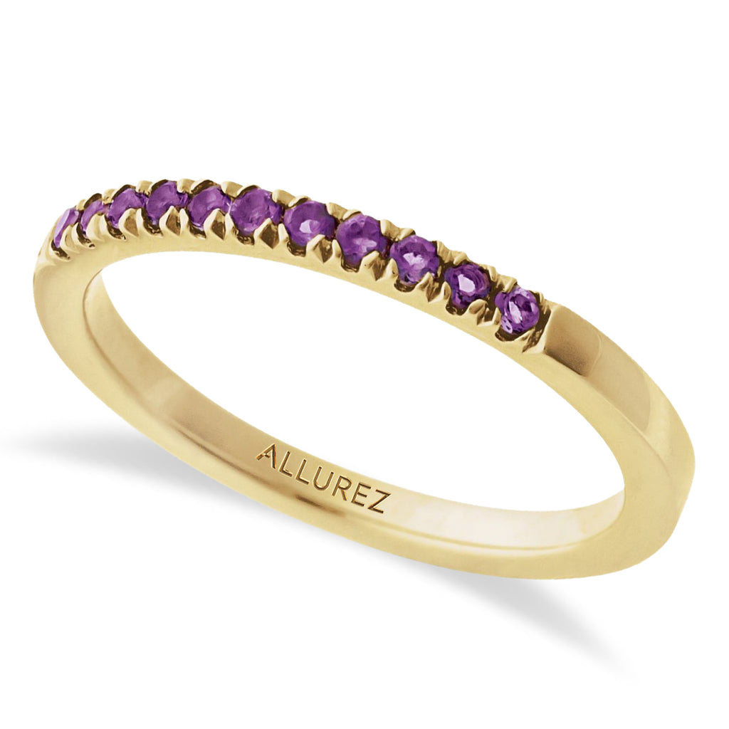 Round Amethyst Stackable Ring 14K Yellow Gold (0.18ct)